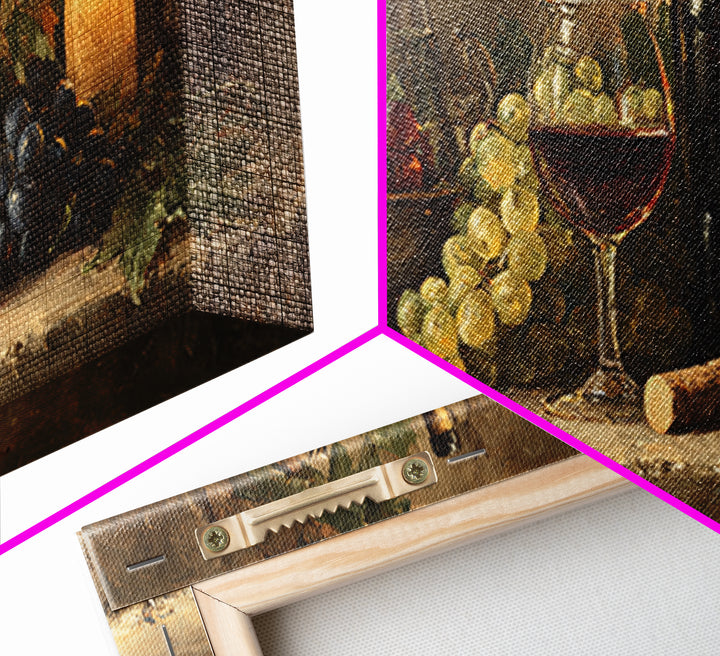 Olive Branch and Wine Glass Mediterranean Still Framed Canvas Print, Winery Art, Statement Artwork, Winery Decor, Vineyard, WIN-2x1-20