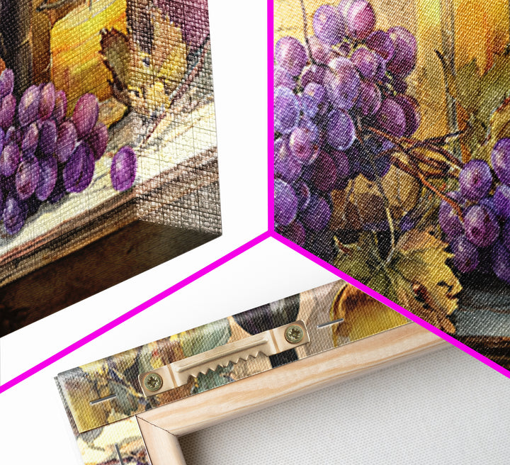 Grapevine Branch with Purple Grapes and Leaves Canvas Print, Winery Art, Art Print, Winery Decor, Fine Art, Vineyard, WIN-2x1-21