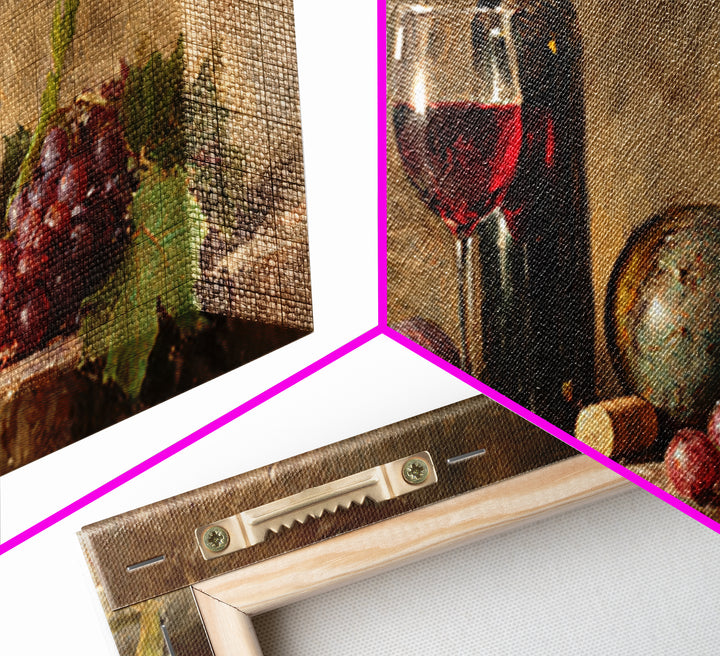 Wine Bottle and Glass Still Life Canvas Print, Winery Art, Textured Painting, Winery Decor, Fine Art, Vineyard, Oil Painting, WIN-2x1-22