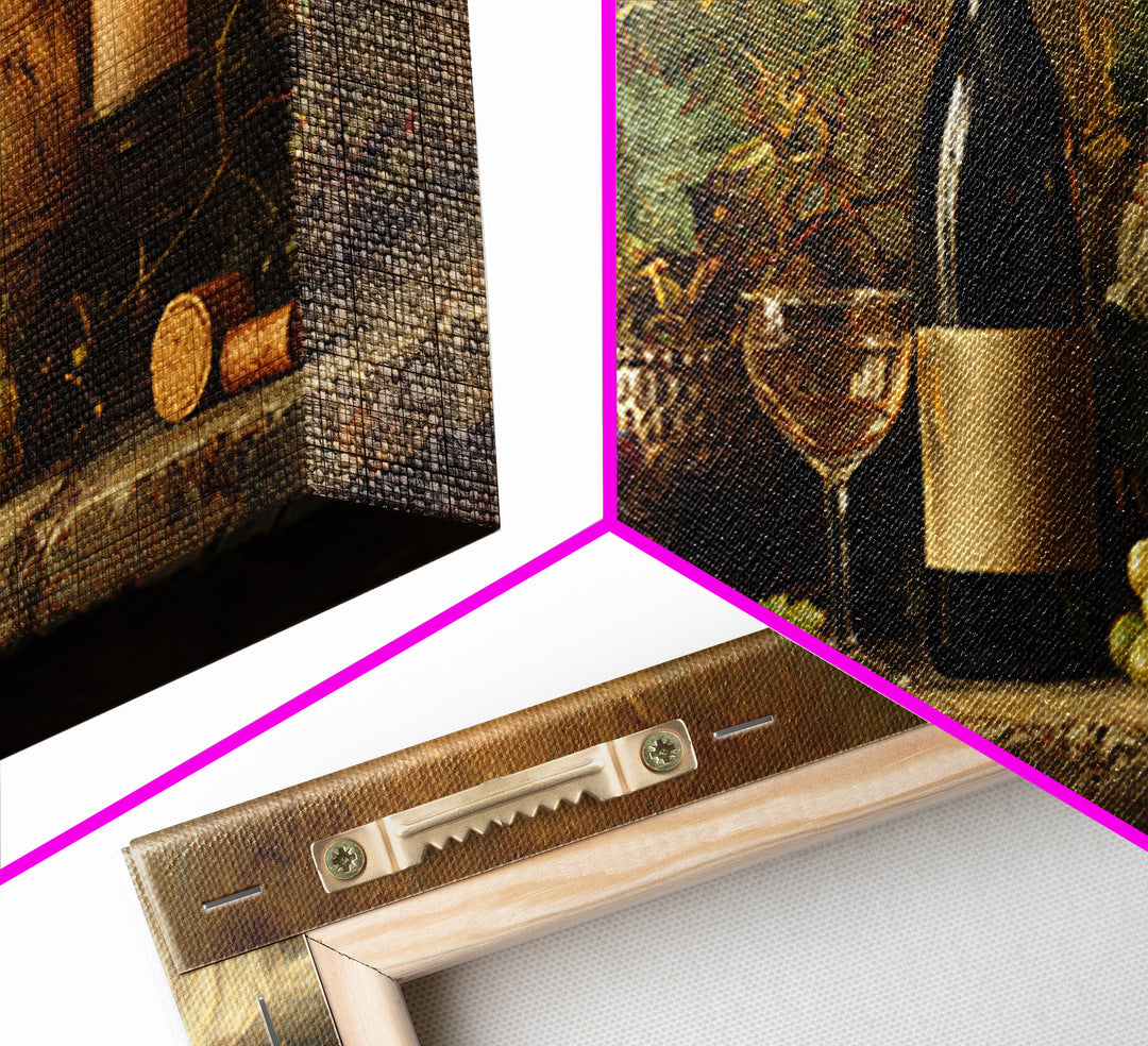 Wine Tasting Flight Rendered as Elegant Still Framed Canvas Print, Winery Art, Minimalist Decor, Winery Decor, Vineyard, WIN-2x1-30
