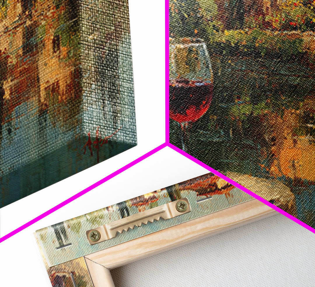 Italian Villa Vineyard Landscape Framed Canvas Print, Winery Art, Art, Winery Decor, Fine Art, Vineyard, Farmhouse Decor, WIN-2x1-40