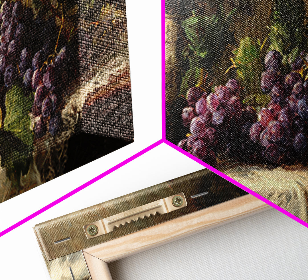 Champagne Grapes and White Linen Still Life Canvas Print, Winery Art, Framed Art, Winery Decor, Abstract Art, Vineyard, WIN-2x1-49