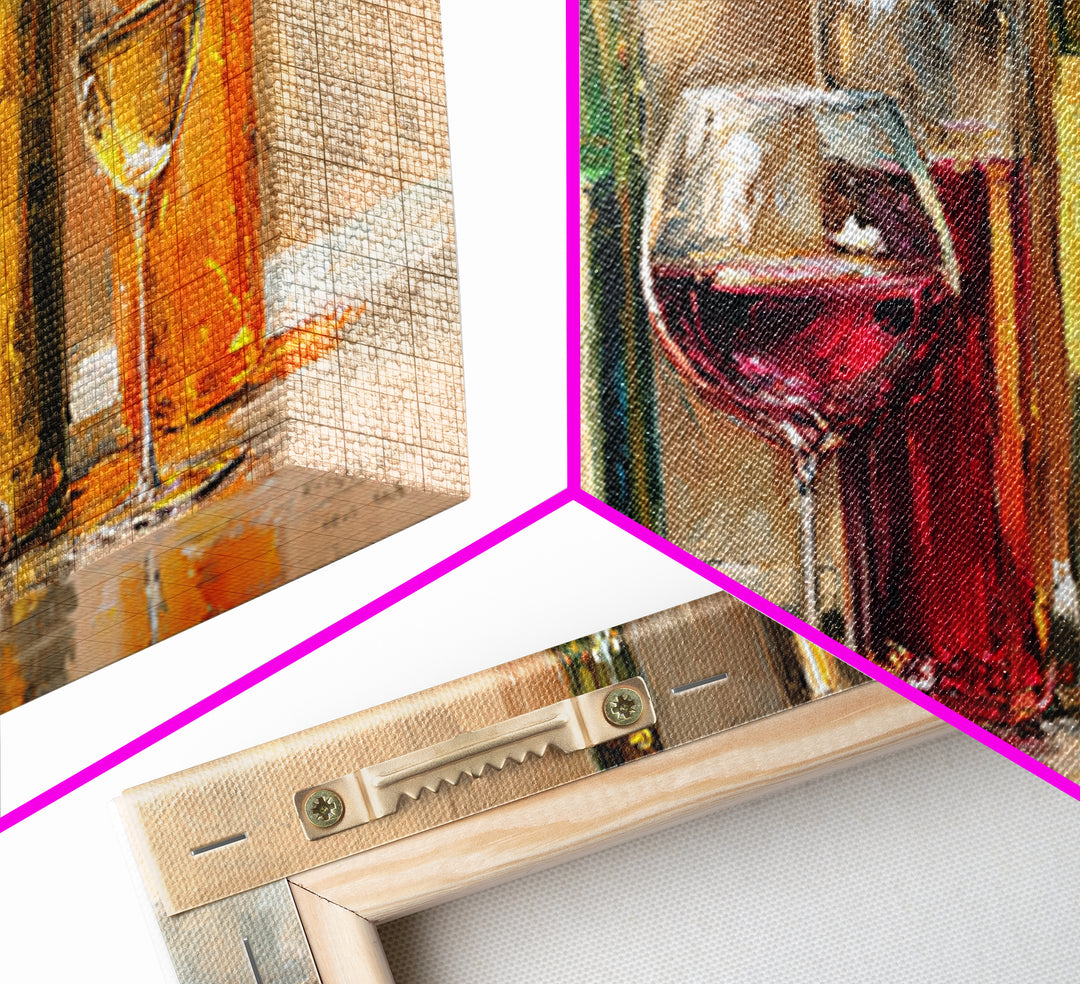 Wine Tasting Flight Rendered as Elegant Still Canvas Print, Winery Art, Painting, Winery Decor, Vineyard, Living Room Decor, WIN-2x1-54