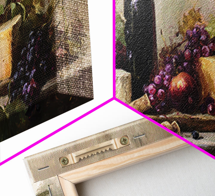 Charcuterie Board with Grapes and Cheese Canvas Print, Winery Art, Wall Hanging, Winery Decor, Vineyard, Preppy Wall Art, WIN-2x1-57
