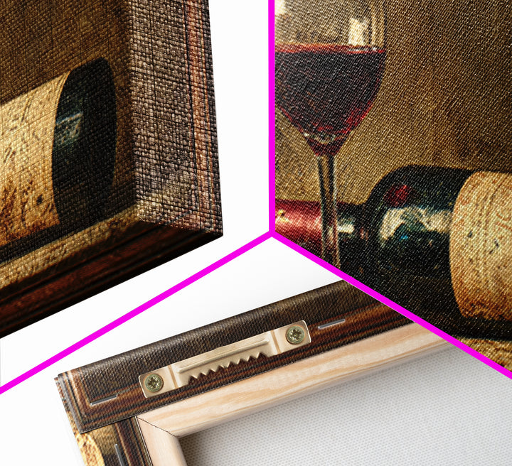 Wine Tasting Flight Rendered as Elegant Still Framed Canvas Print, Winery Art, Minimalist Decor, Winery Decor, Vineyard, WIN-2x1-6