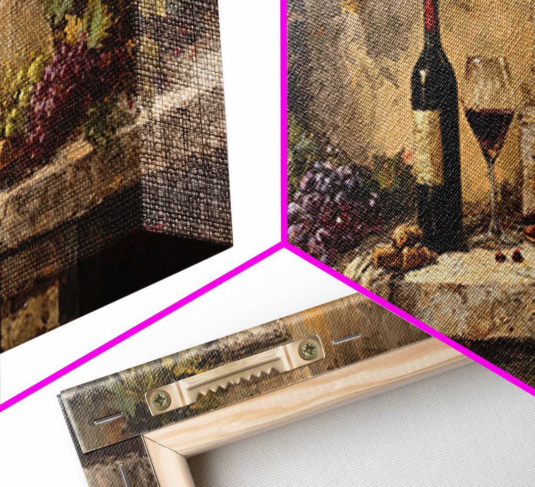 Italian Villa Vineyard Landscape Canvas Print, Winery Art, Winery Decor, Oil Painting, Vineyard, Retro Wall Art, WIN-2x1-64