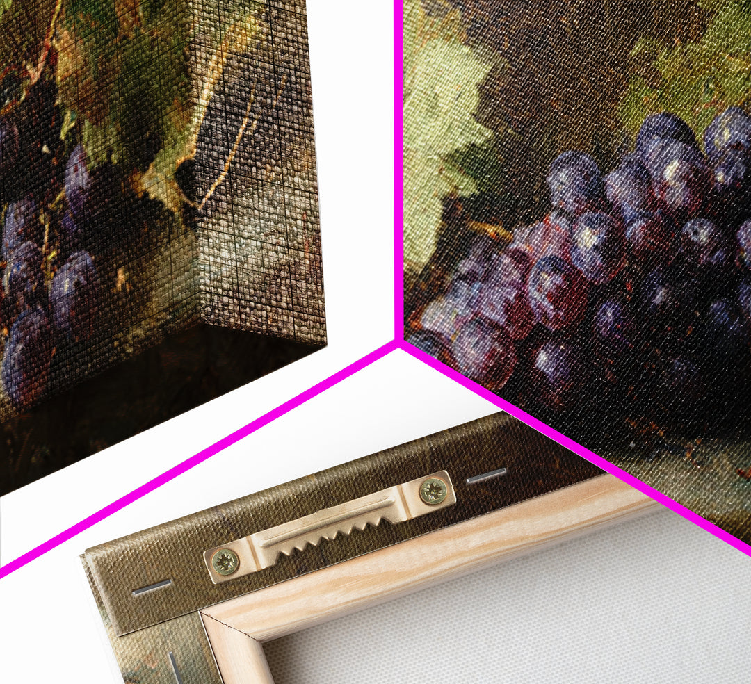 Single Grape Cluster Botanical Study Framed Canvas Print, Winery Art, Kitchen Decor, Winery Decor, Fine Art, Vineyard, WIN-2x1-65
