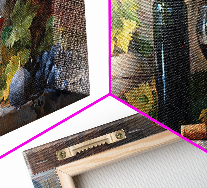 Wine Bottle and Glass Still Life Canvas Print, Winery Art, Printable Wall Art, Winery Decor, Fine Art, Vineyard, Retro Wall Art, WIN-2x1-70