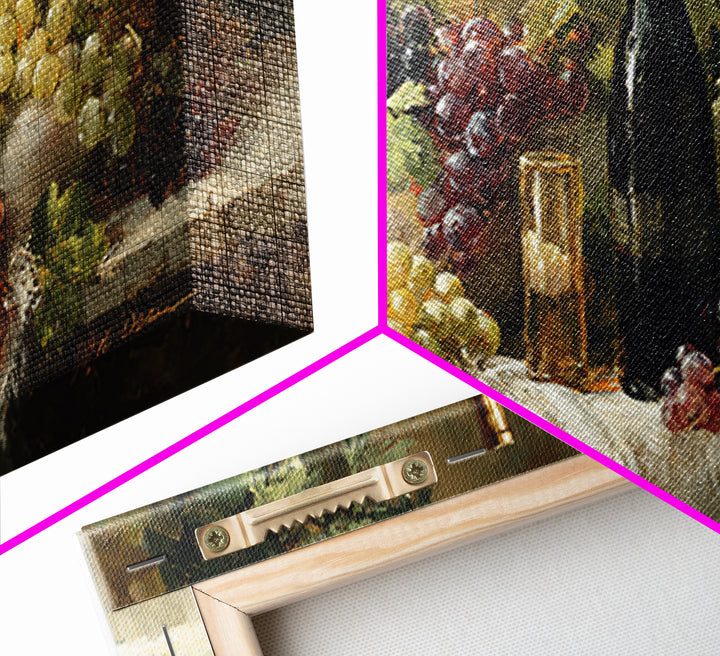 Champagne Grapes and White Linen Still Life Canvas Print, Winery Art, Framed Art, Winery Decor, Abstract Art, Vineyard, WIN-2x1-73