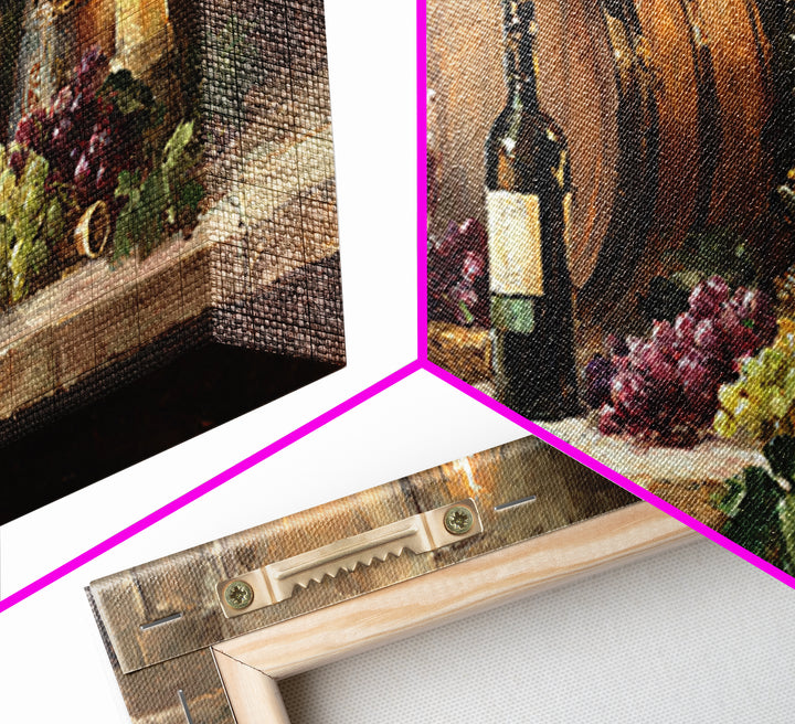 Wine Barrel with Lavender and Sunlight Canvas Print, Winery Art, Oil Painting, Winery Decor, Watercolor Art, Vineyard, WIN-2x1-74