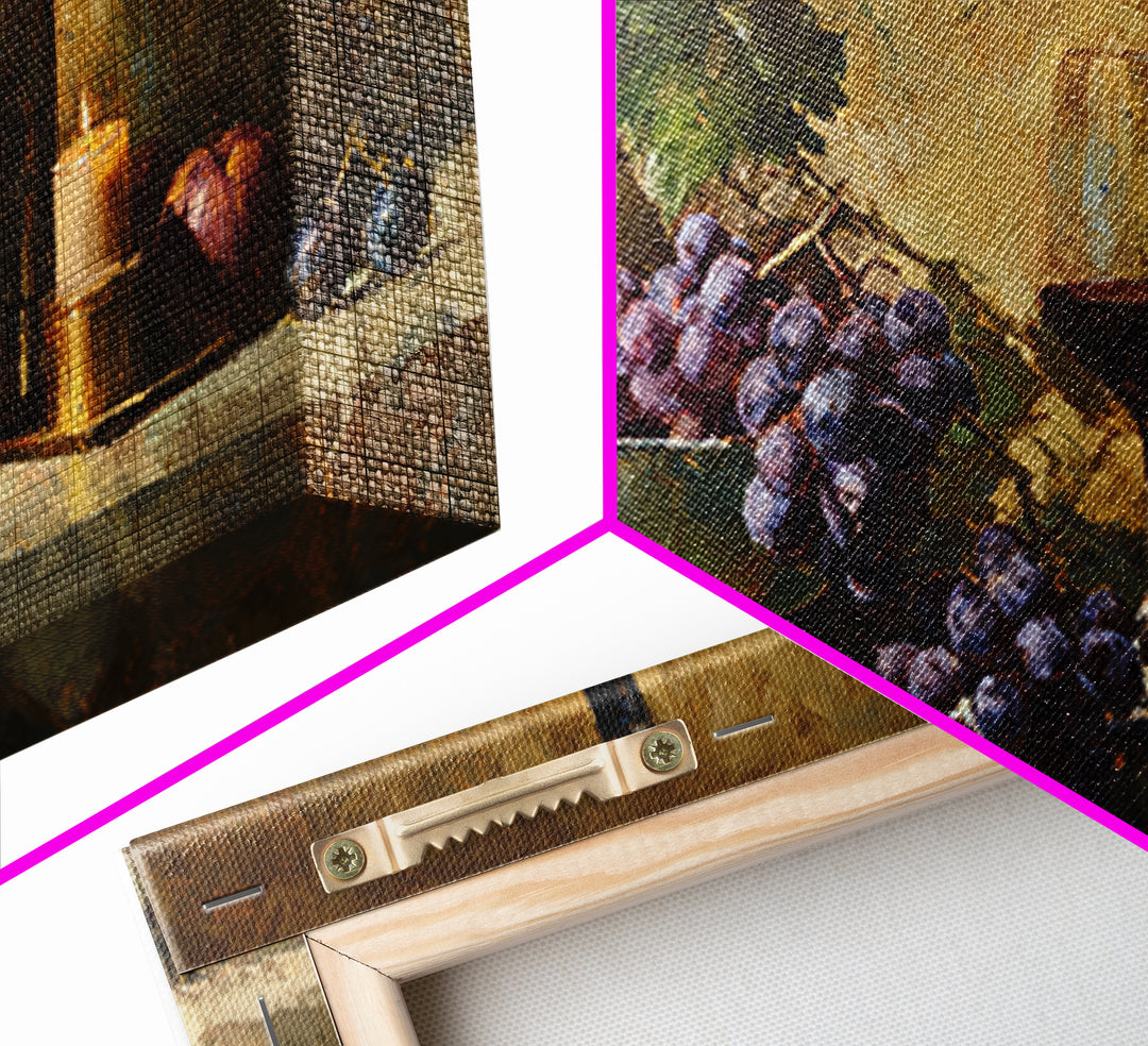 Grapes in a Ceramic Bowl with Shadows Canvas Print, Winery Art, Farmhouse Decor, Winery Decor, Oil Painting, Vineyard, WIN-2x1-77