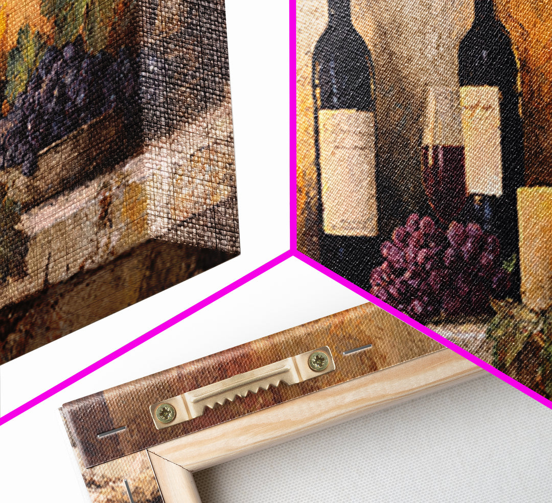 Old Cellar Key and Wine Label Shapes Framed Canvas Print, Winery Art, Luxury Decor, Winery Decor, Abstract Art, Vineyard, WIN-2x1-8