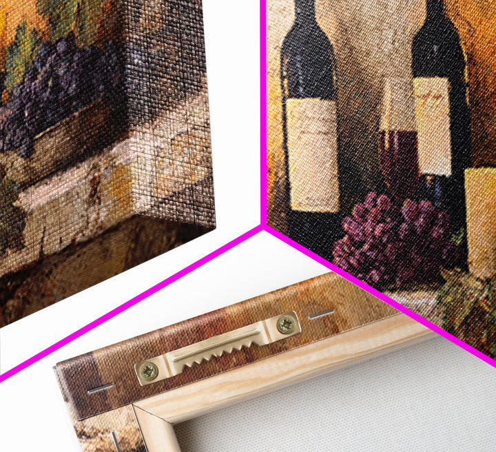 Old Cellar Key and Wine Label Shapes Framed Canvas Print, Winery Art, Luxury Decor, Winery Decor, Abstract Art, Vineyard, WIN-2x1-8