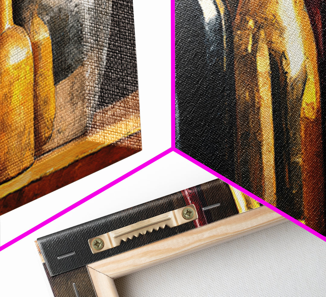 Black and Gold Wine Bottle Silhouette Framed Canvas Print, Winery Art, Wall Art Print, Winery Decor, Fine Art, Vineyard, WIN-2x1-84