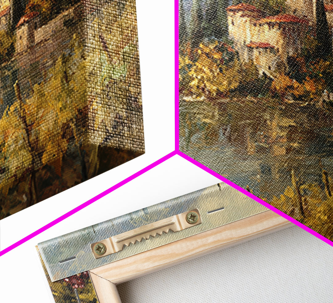 Italian Villa Vineyard Landscape Framed Canvas Print, Winery Art, Framed Art, Winery Decor, Fine Art, Vineyard, Landscape Art, WIN-2x1-88