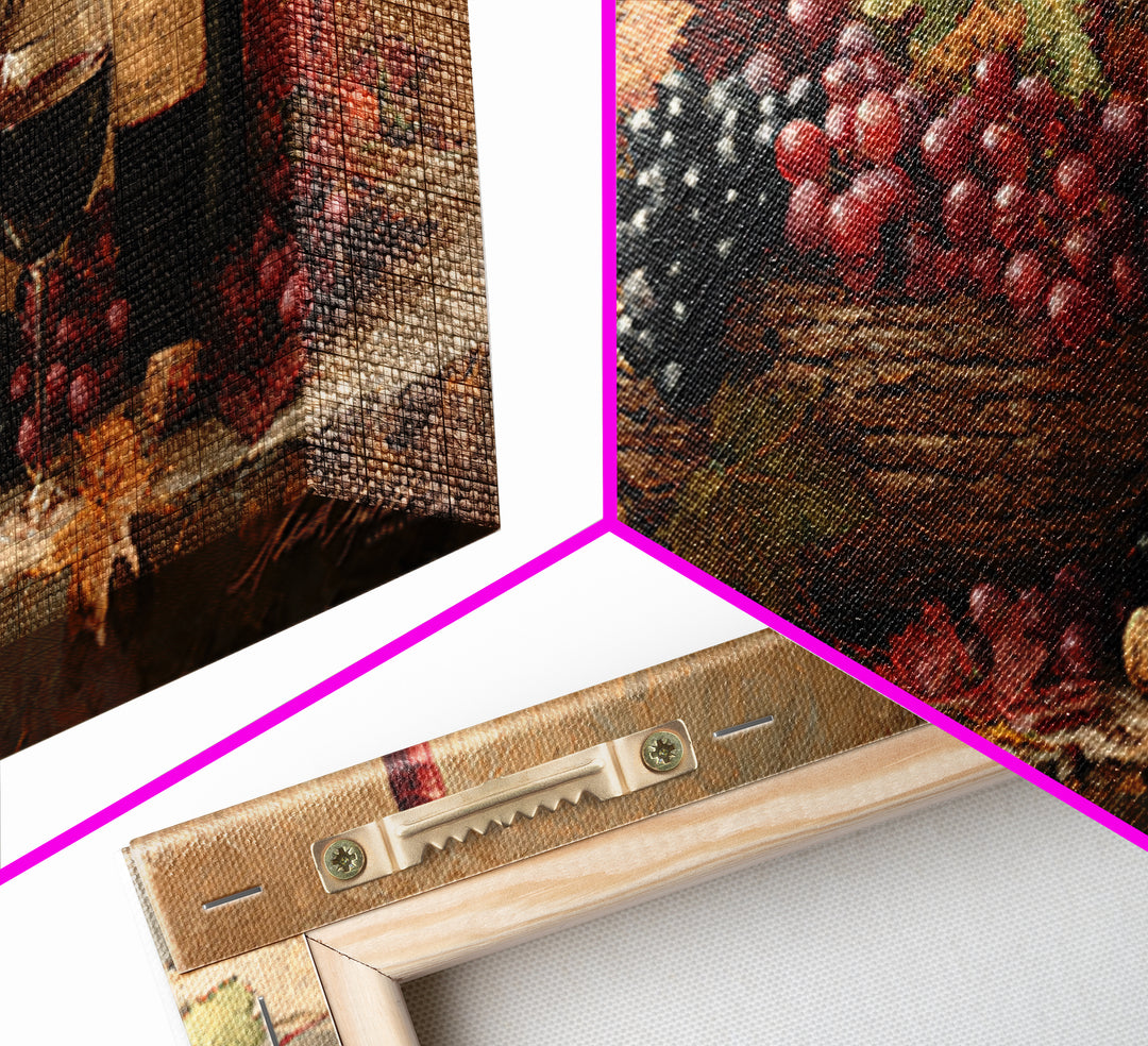 Wine Harvest Basket Framed Canvas Print, Winery Art, Art Print, Winery Decor, Oil Painting, Vineyard, Watercolor Painting, WIN-2x1-90