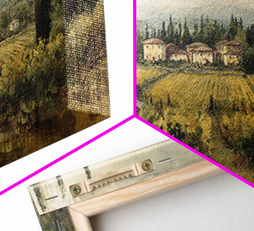 Tuscan Vineyard at Golden Hour Framed Canvas Print, Winery Art, Neutral Decor, Winery Decor, Fine Art, Vineyard, Home Decor, WIN-2x1-95