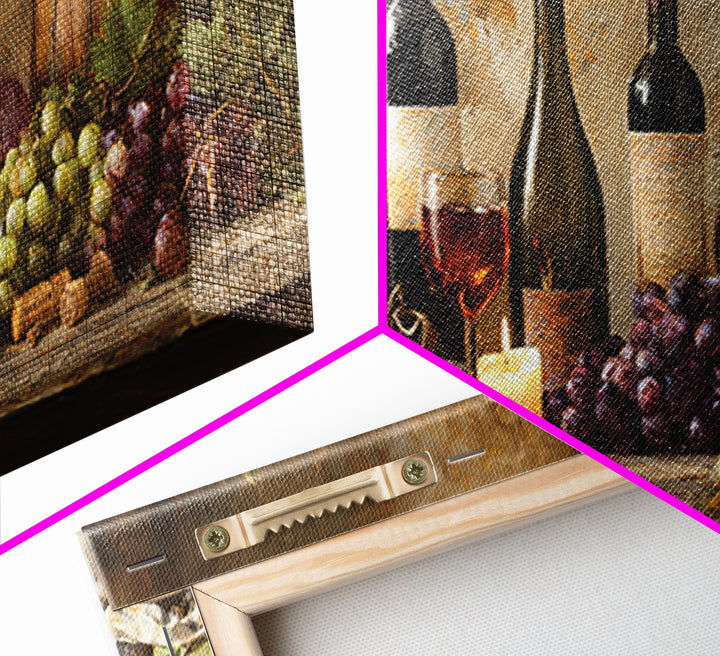 Corkscrew and Corks on Rustic Wood Framed Canvas Print, Winery Art, Kitchen Wall Decor, Winery Decor, Oil Painting, Vineyard, WIN-2x1-96