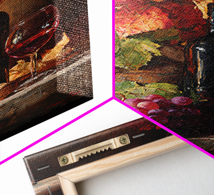 Vine Leaves Turning Autumn Red and Gold Framed Canvas Print, Winery Art, Contemporary Art, Winery Decor, Fine Art, Vineyard, WIN-2x3-19