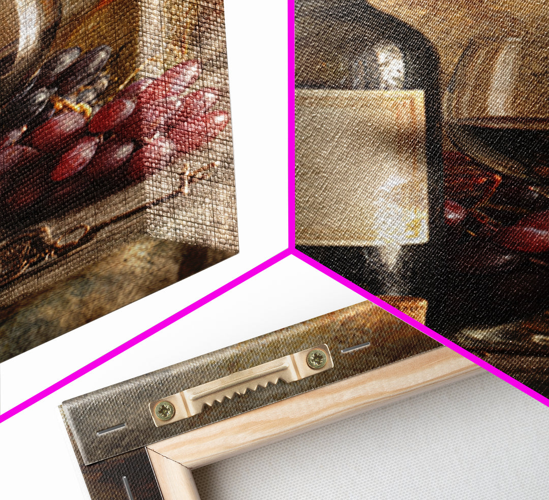 Old Cellar Key and Wine Label Shapes Framed Canvas Print, Winery Art, Farmhouse Decor, Winery Decor, Abstract Art, Vineyard, WIN-2x3-20