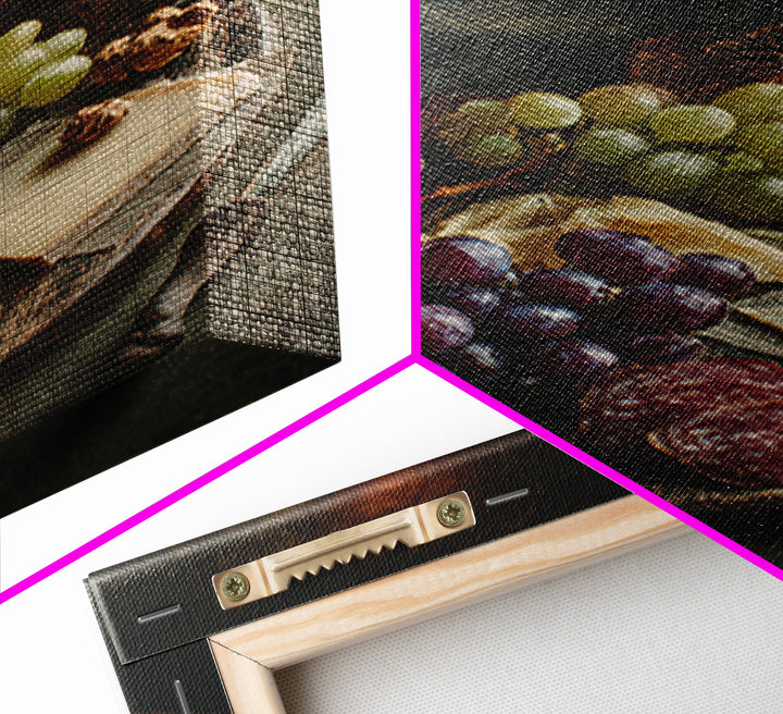 Charcuterie Board with Grapes and Cheese Framed Canvas Print, Winery Art, Art Print, Winery Decor, Oil Painting, Vineyard, WIN-2x3-21