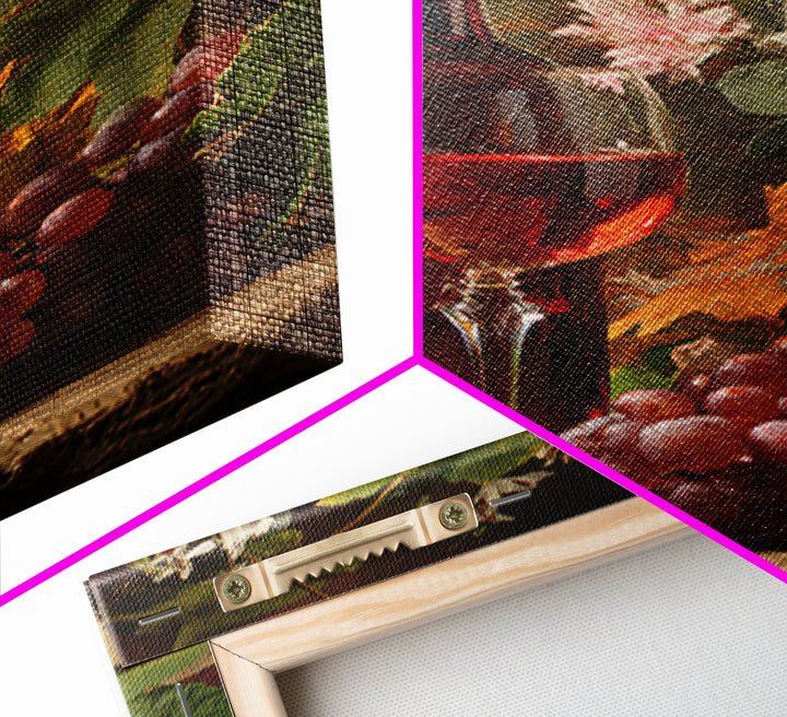 Ros Glass Beside Summer Flowers Framed Canvas Print, Winery Art, Art, Winery Decor, Fine Art, Vineyard, Farmhouse Decor, WIN-2x3-22