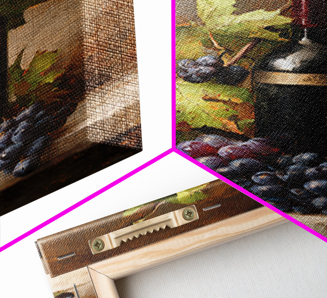 Grapevine Branch with Purple Grapes and Leaves Framed Canvas Print, Winery Art, Kitchen Art, Winery Decor, Fine Art, Vineyard, WIN-2x3-33