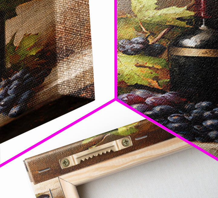 Grapevine Branch with Purple Grapes and Leaves Framed Canvas Print, Winery Art, Kitchen Art, Winery Decor, Fine Art, Vineyard, WIN-2x3-33