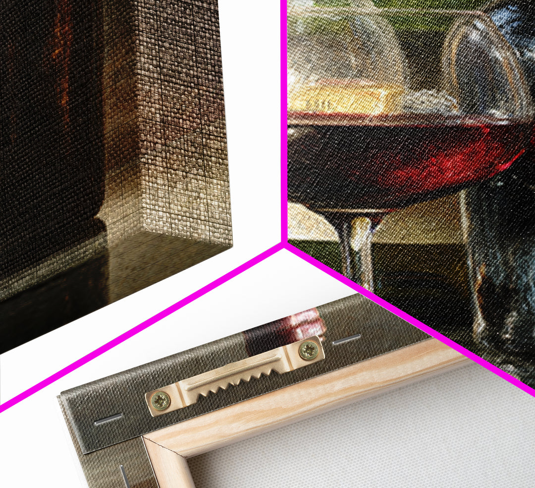 Wine Tasting Flight Rendered as Elegant Still Framed Canvas Print, Winery Art, Winery Decor, Watercolor Art, Vineyard, WIN-2x3-42