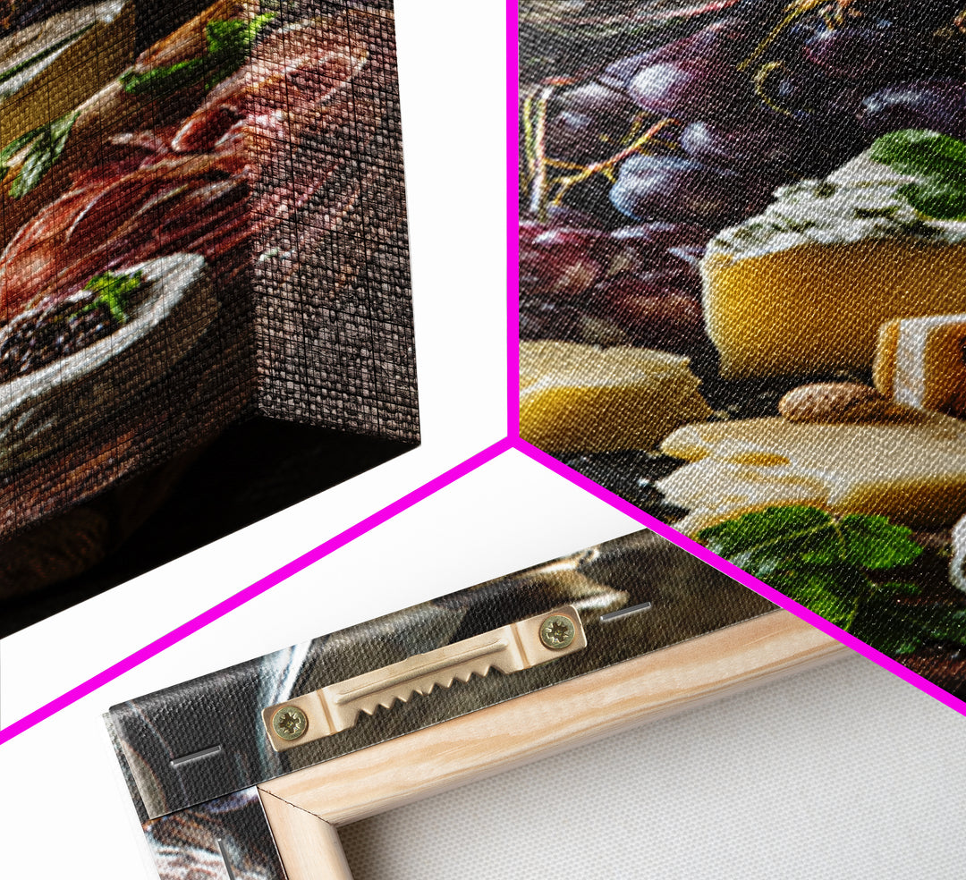 Charcuterie Board with Grapes and Cheese Canvas Print, Winery Art, Kitchen Wall Art, Winery Decor, Fine Art, Vineyard, WIN-2x3-45