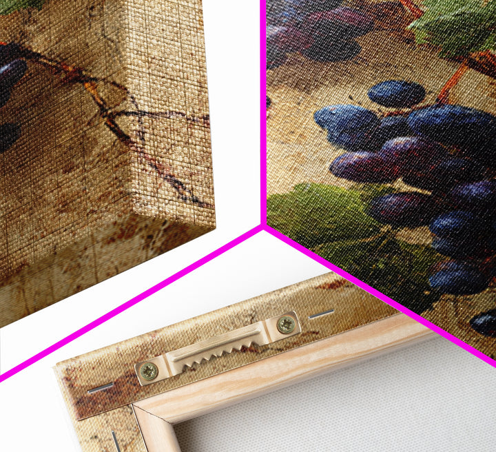 Grapevine Branch with Purple Grapes and Leaves Canvas Print, Winery Art, Kitchen Wall Decor, Winery Decor, Fine Art, Vineyard, WIN-2x3-57