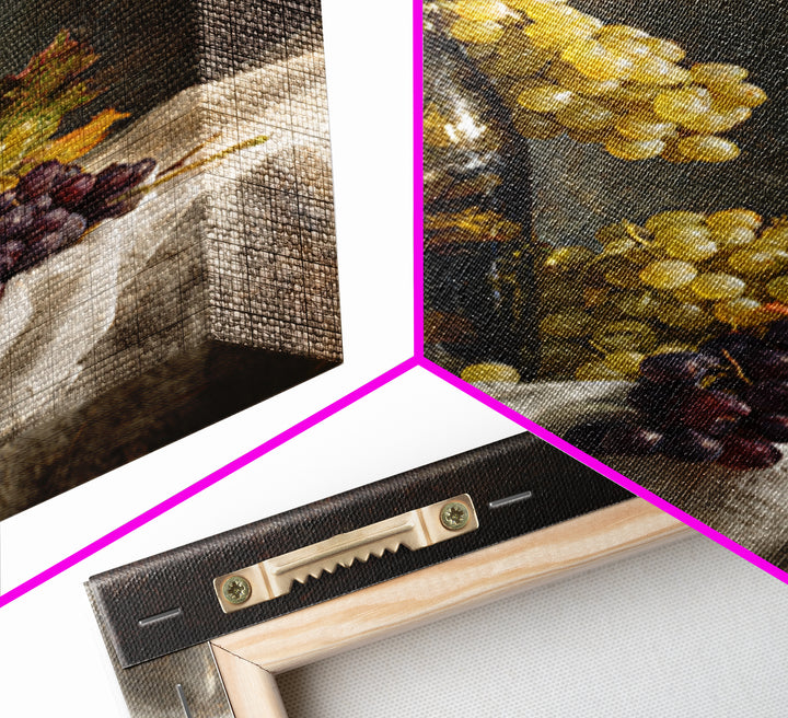 Champagne Grapes and White Linen Still Life Canvas Print, Winery Art, Living Room Decor, Winery Decor, Fine Art, Vineyard, WIN-2x3-61