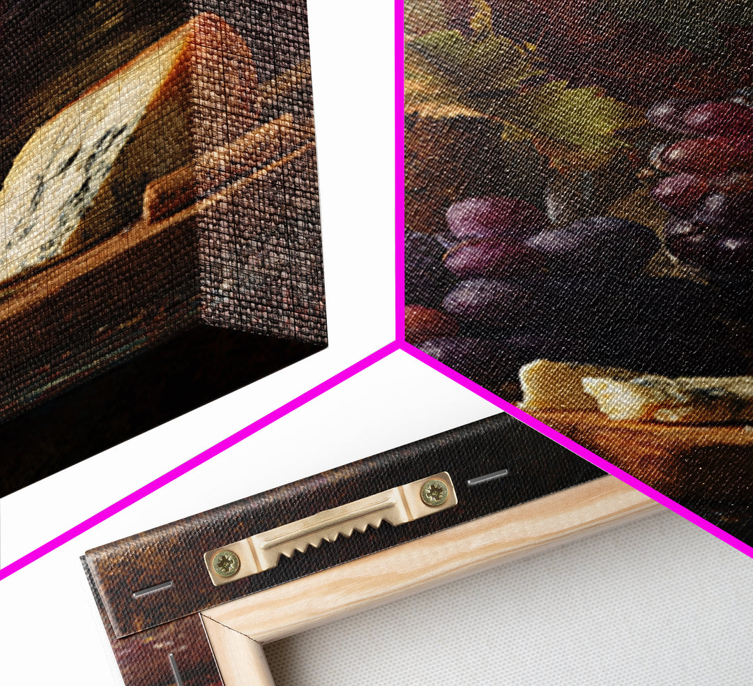 Charcuterie Board with Grapes and Cheese Framed Canvas Print, Winery Art, Wall Art Print, Winery Decor, Fine Art, Vineyard, WIN-2x3-69