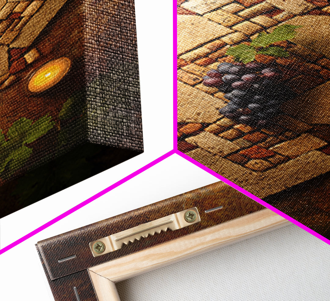 Corks Arranged as Geometric Pattern Framed Canvas Print, Winery Art, Oil Painting, Winery Decor, Abstract Art, Vineyard, WIN-2x3-74