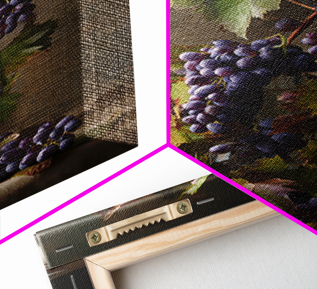 Grapevine Branch with Purple Grapes and Leaves Canvas Print, Winery Art, Kitchen Wall Decor, Winery Decor, Fine Art, Vineyard, WIN-2x3-81
