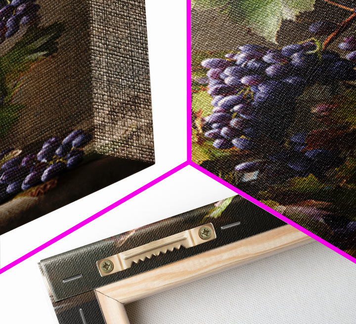 Grapevine Branch with Purple Grapes and Leaves Canvas Print, Winery Art, Kitchen Wall Decor, Winery Decor, Fine Art, Vineyard, WIN-2x3-81