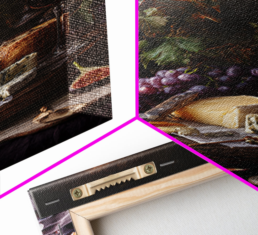Charcuterie Board with Grapes and Cheese Framed Canvas Print, Winery Art, Wall Art Print, Winery Decor, Fine Art, Vineyard, WIN-2x3-93