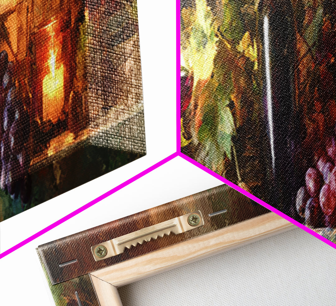 Wine Harvest Basket Canvas Print, Winery Art, Modern Decor, Winery Decor, Fine Art, Vineyard, Wall Decor, Painting, Art Print, WIN-3x1-14