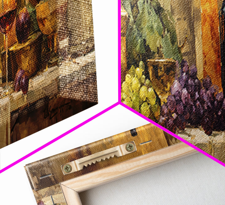 Champagne Grapes and White Linen Still Life Canvas Print, Winery Art, Matisse Print, Winery Decor, Abstract Art, Vineyard, WIN-3x1-21