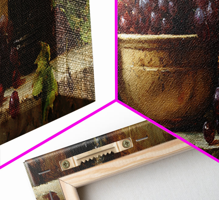 Grapes in a Ceramic Bowl with Shadows Canvas Print, Winery Art, Landscape Art, Winery Decor, Abstract Art, Vineyard, Room Decor, WIN-3x1-25