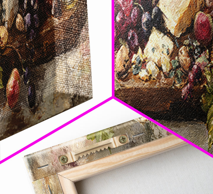 Charcuterie Board with Grapes and Cheese Canvas Print, Winery Art, Kitchen Wall Decor, Winery Decor, Oil Painting, Vineyard, WIN-3x1-29