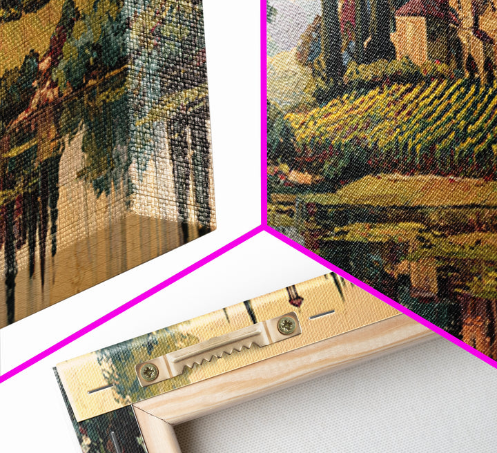 Italian Villa Vineyard Landscape Canvas Print, Winery Art, Gallery Decor, Winery Decor, Fine Art, Vineyard, Wall Art, WIN-3x1-36