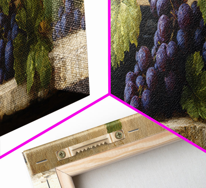 Grapevine Branch with Purple Grapes and Leaves Canvas Print, Winery Art, Cocktail Wall Art, Winery Decor, Fine Art, Vineyard, WIN-3x1-41