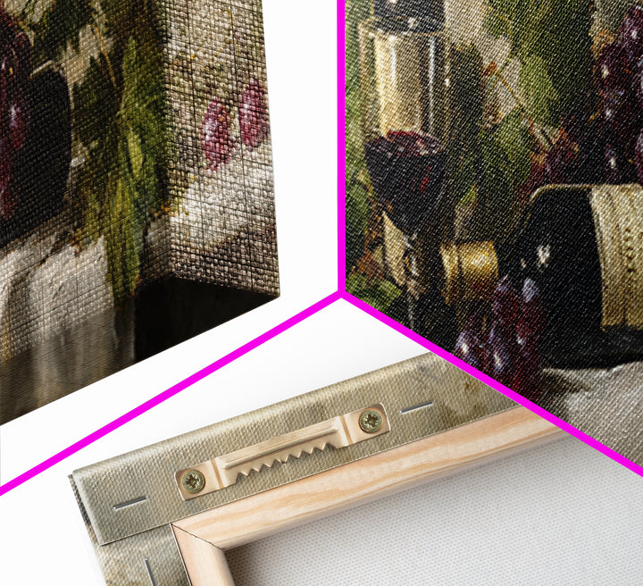 Champagne Grapes and White Linen Still Life Canvas Print, Winery Art, Matisse Print, Winery Decor, Abstract Art, Vineyard, WIN-3x1-45
