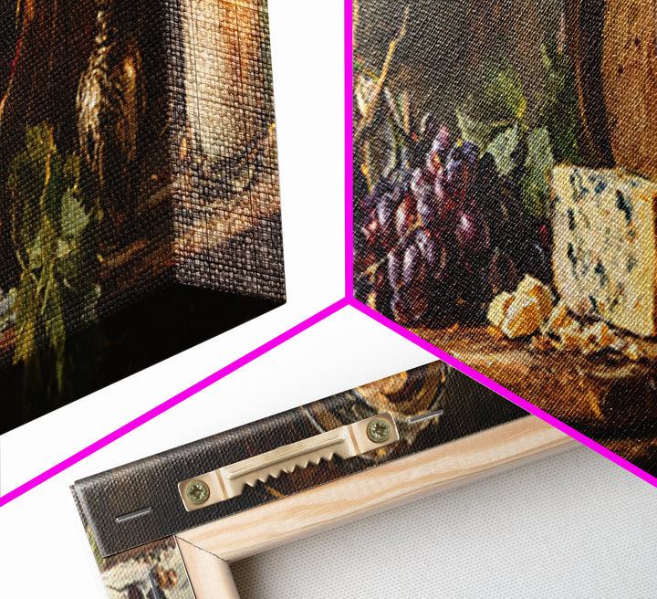 Charcuterie Board with Grapes and Cheese Framed Canvas Print, Winery Art, Kitchen Art, Winery Decor, Watercolor Art, Vineyard, WIN-3x1-5