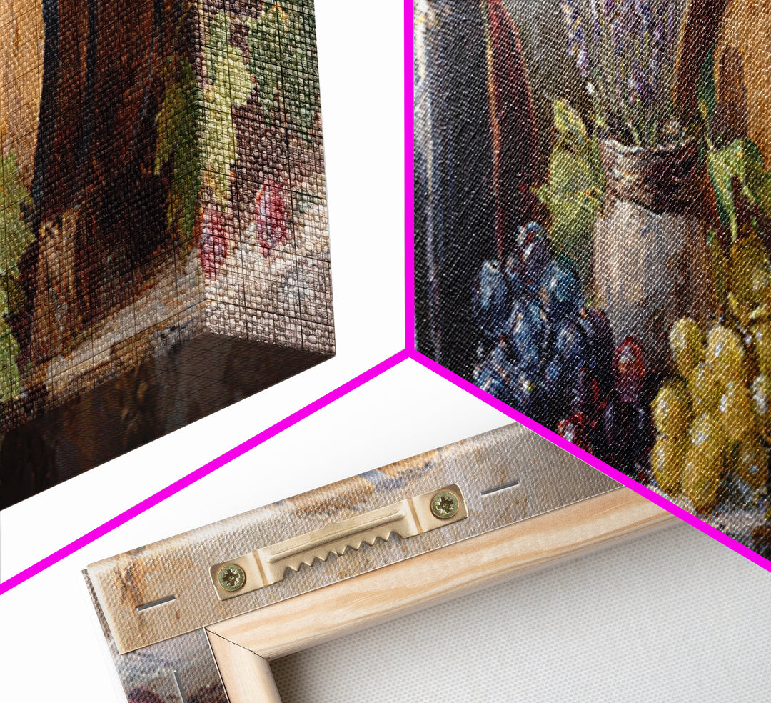 Wine Barrel with Lavender and Sunlight Canvas Print, Winery Art, Wall Art, Winery Decor, Oil Painting, Vineyard, WIN-3x1-70