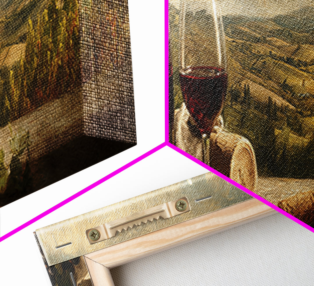 French Vineyard Hills Framed Canvas Print, Winery Art, Art, Winery Decor, Fine Art, Vineyard, Farmhouse Decor, Kitchen Art, WIN-3x1-72