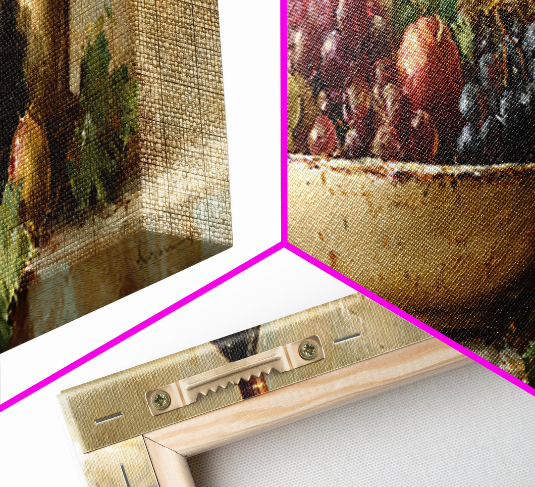 Grapes in a Ceramic Bowl with Shadows Framed Canvas Print, Winery Art, Neutral Decor, Winery Decor, Fine Art, Vineyard, WIN-3x1-73