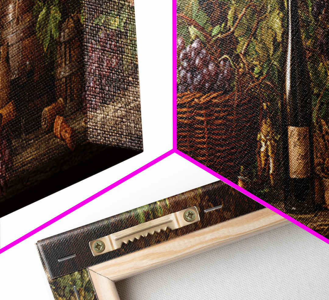 Wine Harvest Basket Canvas Print, Winery Art, Kitchen Art, Winery Decor, Watercolor Art, Vineyard, Living Room Art, WIN-3x1-86