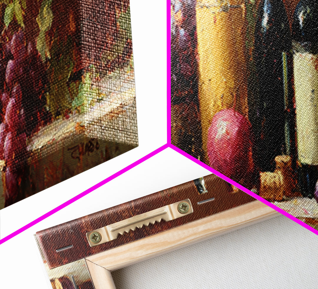 Burgundy Abstract with Gold Accents Framed Canvas Print, Winery Art, Artwork, Winery Decor, Abstract Art, Vineyard, Bar Decor, WIN-3x1-87